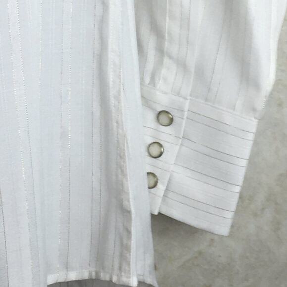 Crazy Cowboy Long-Sleeve White Snap Button Shirt with Gold Stripes Size L - Picture 10 of 14